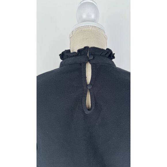 Express Womens Black Lace Trim Detail Ruffled Mock Neck Sweater Size Small NWT - Picture 7 of 13